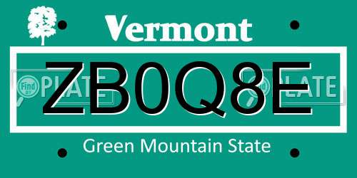 ZB0Q8E Vermont License Plate