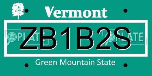 ZB1B2S Vermont License Plate