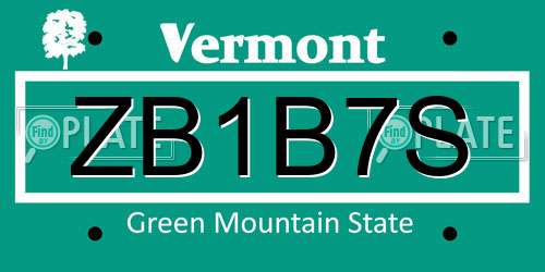 ZB1B7S Vermont License Plate