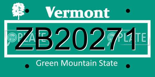 ZB20271 Vermont License Plate