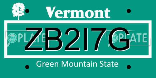 ZB2I7G Vermont License Plate