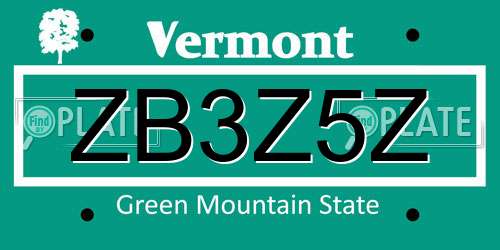 ZB3Z5Z Vermont License Plate
