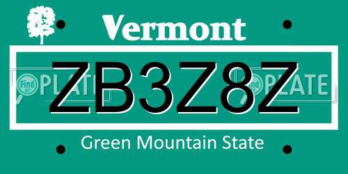 ZB3Z8Z Vermont License Plate