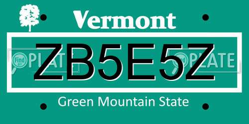 ZB5E5Z Vermont License Plate