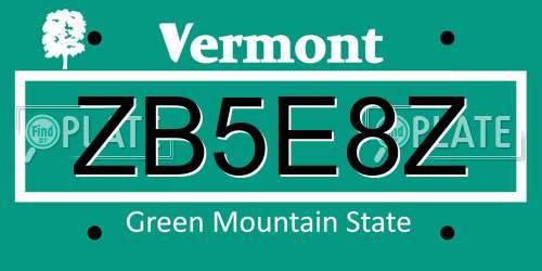 ZB5E8Z Vermont License Plate