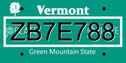ZB7E788 Vermont License Plate