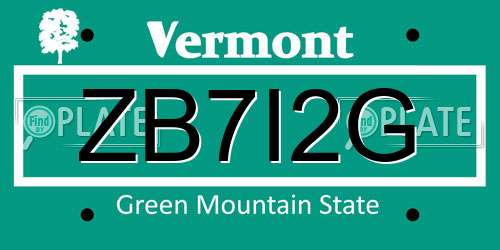 ZB7I2G Vermont License Plate