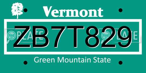 ZB7T829 Vermont License Plate