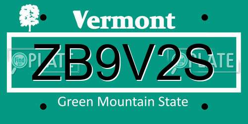 ZB9V2S Vermont License Plate