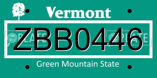 ZBB0446 Vermont License Plate