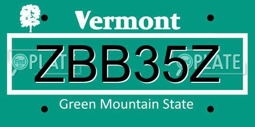 ZBB35Z Vermont License Plate