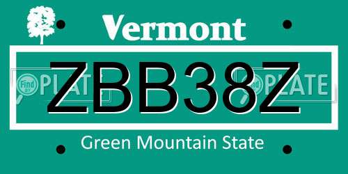 ZBB38Z Vermont License Plate