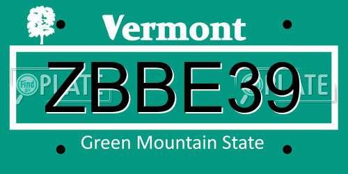 ZBBE39 Vermont License Plate