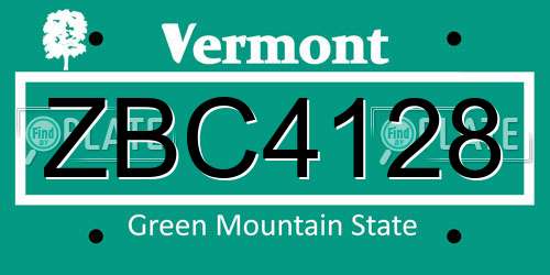 ZBC4128 Vermont License Plate