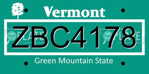 ZBC4178 Vermont License Plate