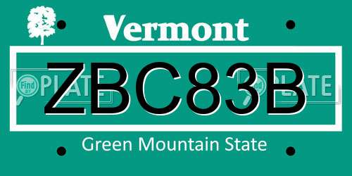 ZBC83B Vermont License Plate