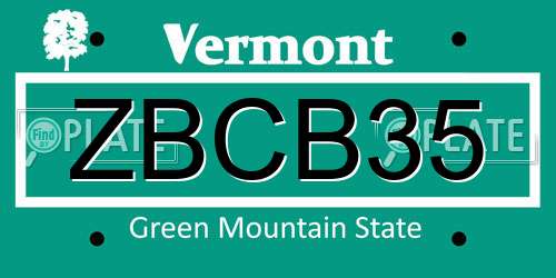 ZBCB35 Vermont License Plate