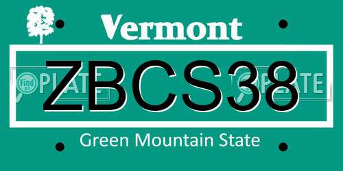 ZBCS38 Vermont License Plate