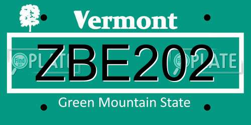 ZBE202 Vermont License Plate