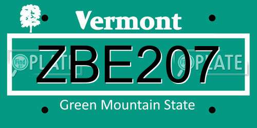 ZBE207 Vermont License Plate