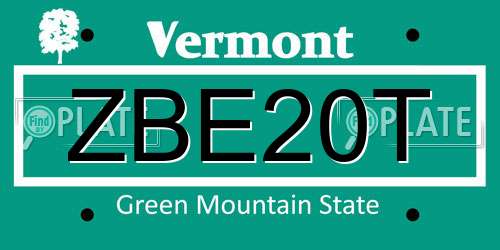 ZBE20T Vermont License Plate
