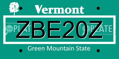 ZBE20Z Vermont License Plate