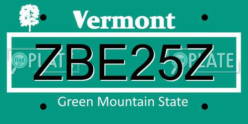 ZBE25Z Vermont License Plate