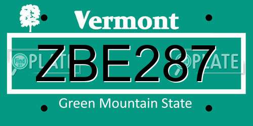 ZBE287 Vermont License Plate
