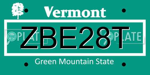 ZBE28T Vermont License Plate