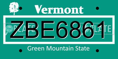 ZBE6861 Vermont License Plate