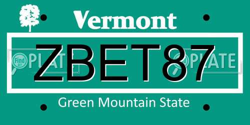 ZBET87 Vermont License Plate