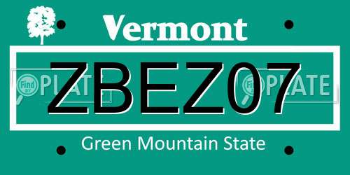 ZBEZ07 Vermont License Plate