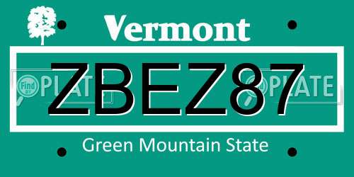 ZBEZ87 Vermont License Plate