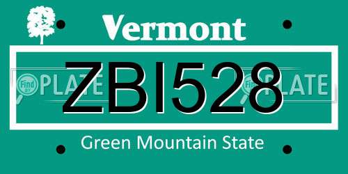 ZBI528 Vermont License Plate