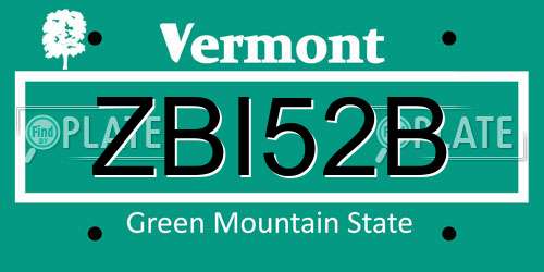 ZBI52B Vermont License Plate