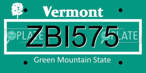 ZBI575 Vermont License Plate