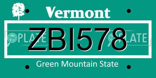 ZBI578 Vermont License Plate
