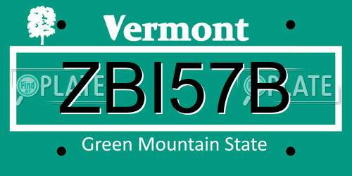 ZBI57B Vermont License Plate