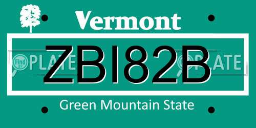 ZBI82B Vermont License Plate