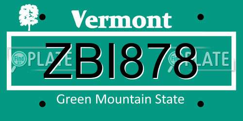 ZBI878 Vermont License Plate