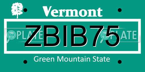 ZBIB75 Vermont License Plate