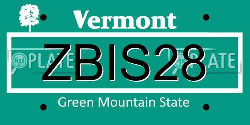 ZBIS28 Vermont License Plate