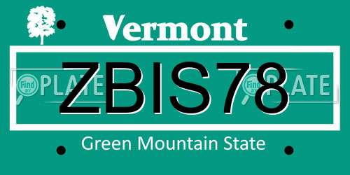 ZBIS78 Vermont License Plate