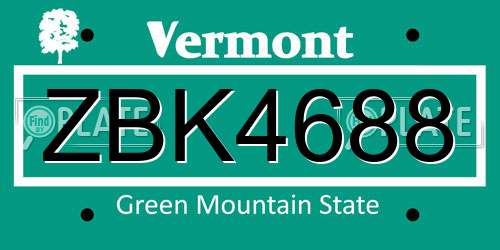 ZBK4688 Vermont License Plate
