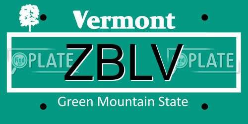 ZBLV Vermont License Plate