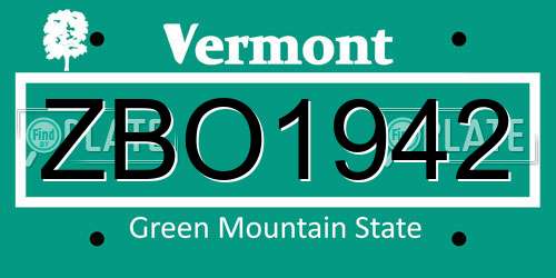 ZBO1942 Vermont License Plate