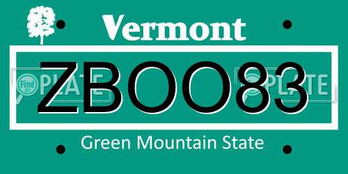 ZBOO83 Vermont License Plate