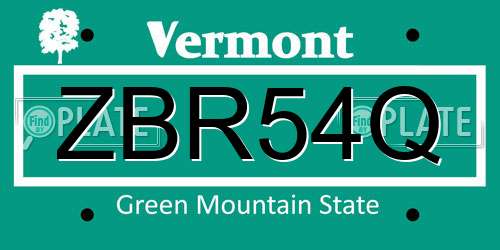 ZBR54Q Vermont License Plate