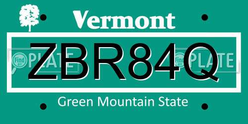 ZBR84Q Vermont License Plate