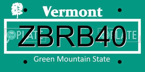 ZBRB40 Vermont License Plate